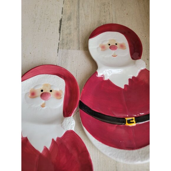 Jolly round Santa plate unique shape set kitchen home decor xmas - Picture 4 of 7